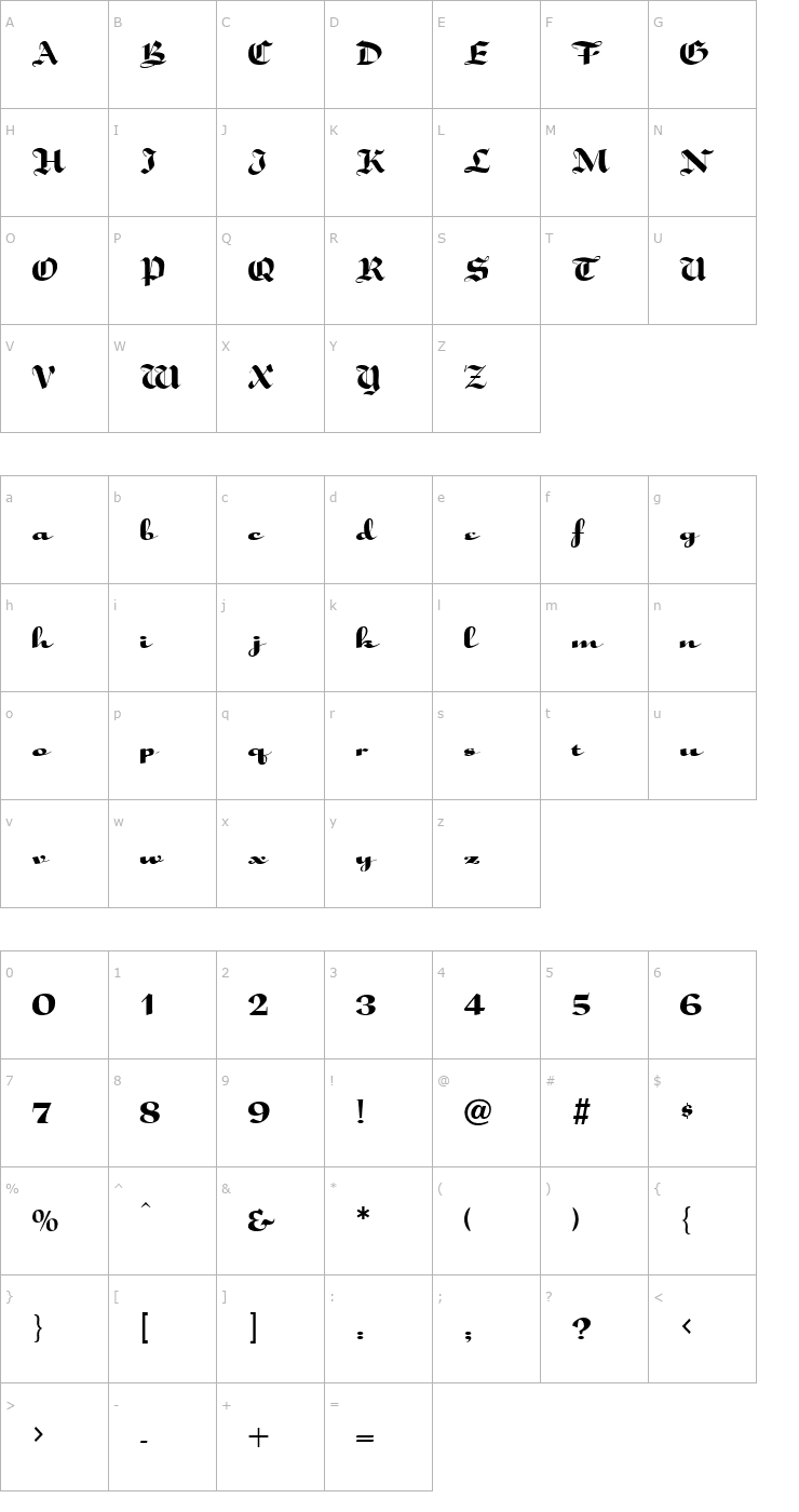 Character Map Speedscript Normal Font