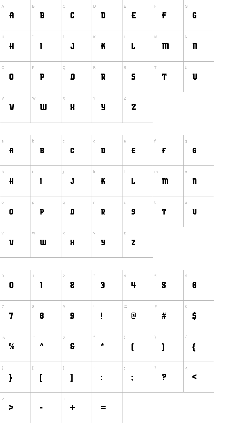 Character Map Speedway BV Font
