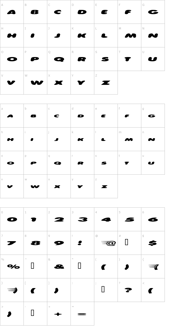 Character Map speedway Font