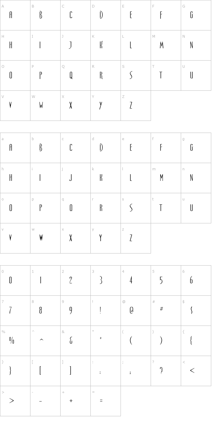 Character Map Spellbound Regular Font