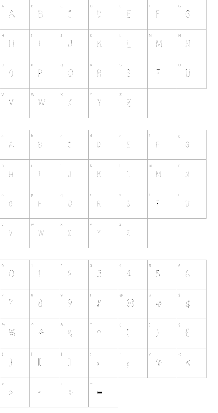 Character Map SPERM FONT Font