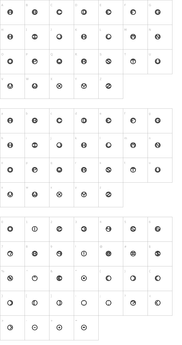 Character Map Spheroids BRK Font