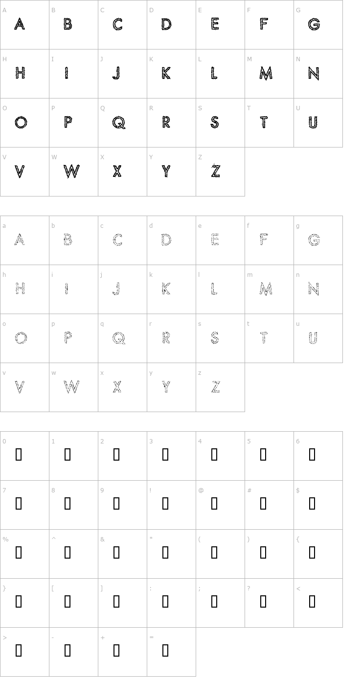Character Map Spike Crumb Swizzle Font