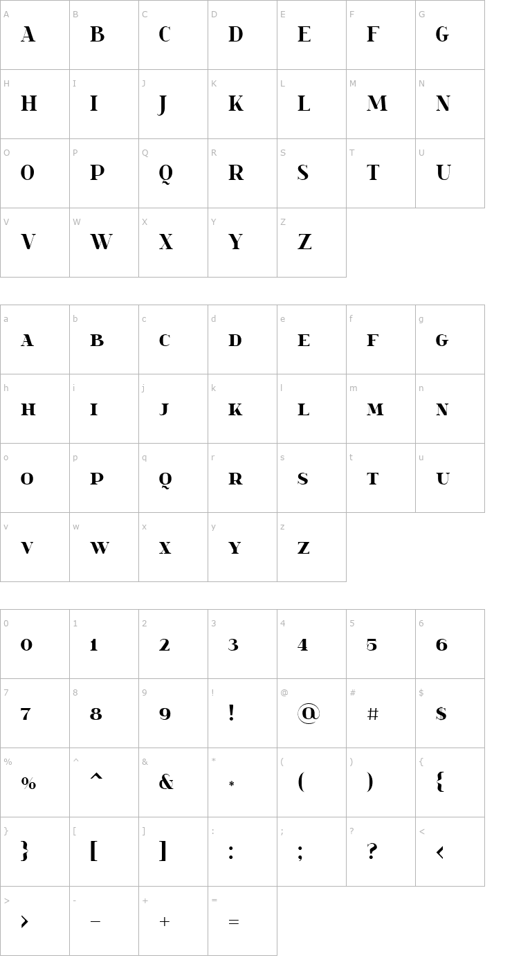 Character Map spinweradC Bold Font