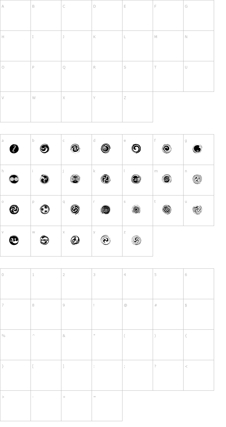 Character Map Spirals Regular Font