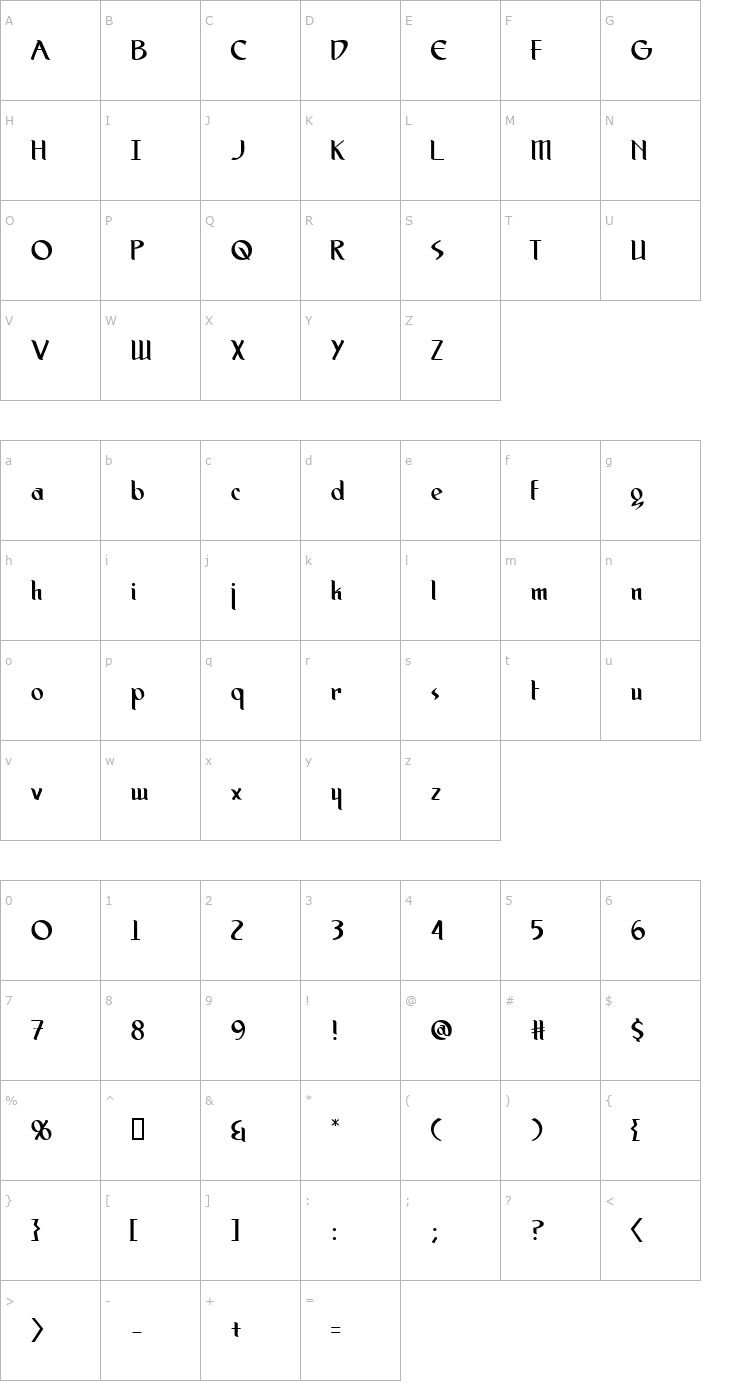 Character Map Spirit Medium Font