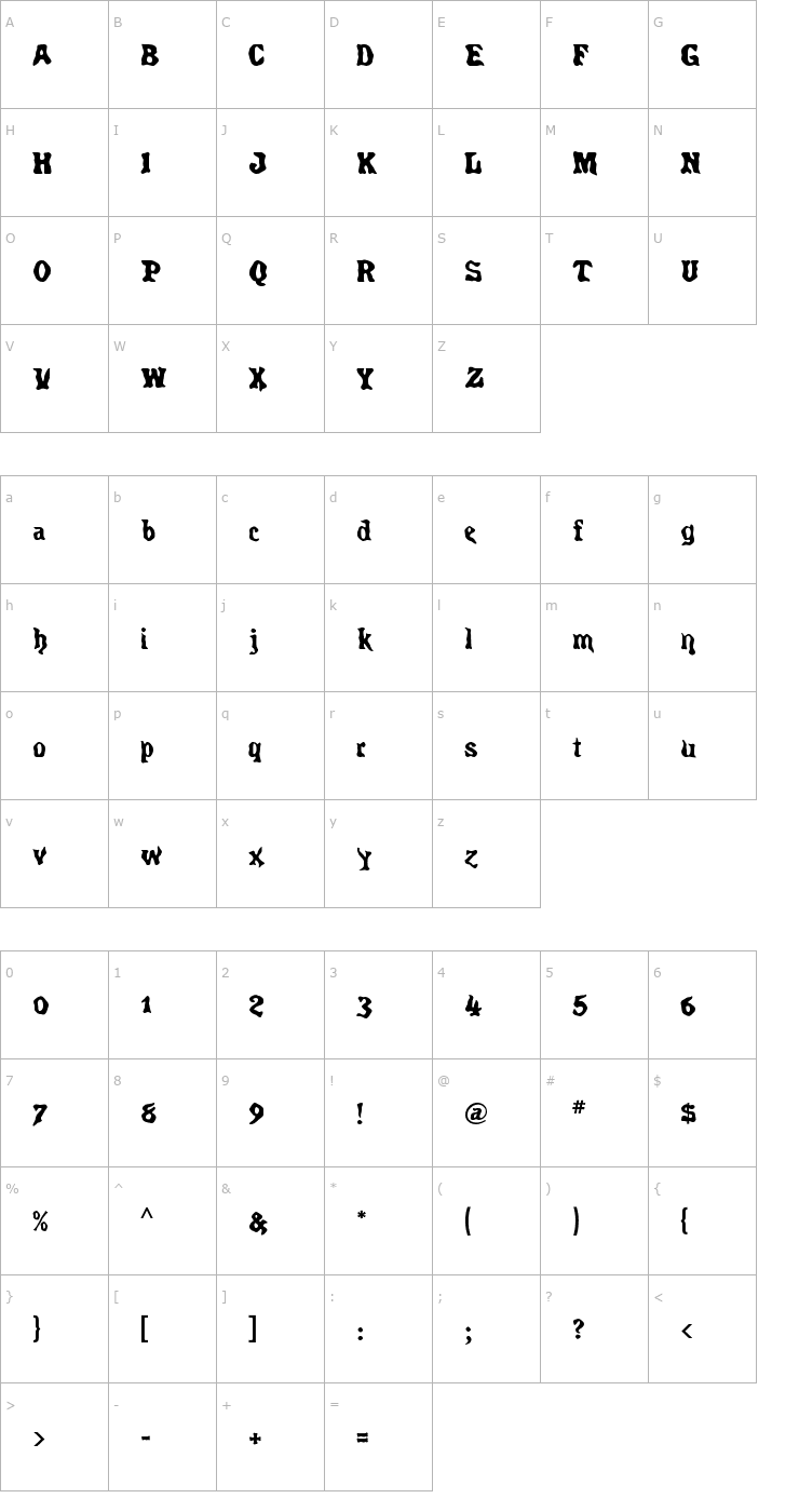 Character Map Spirits Font