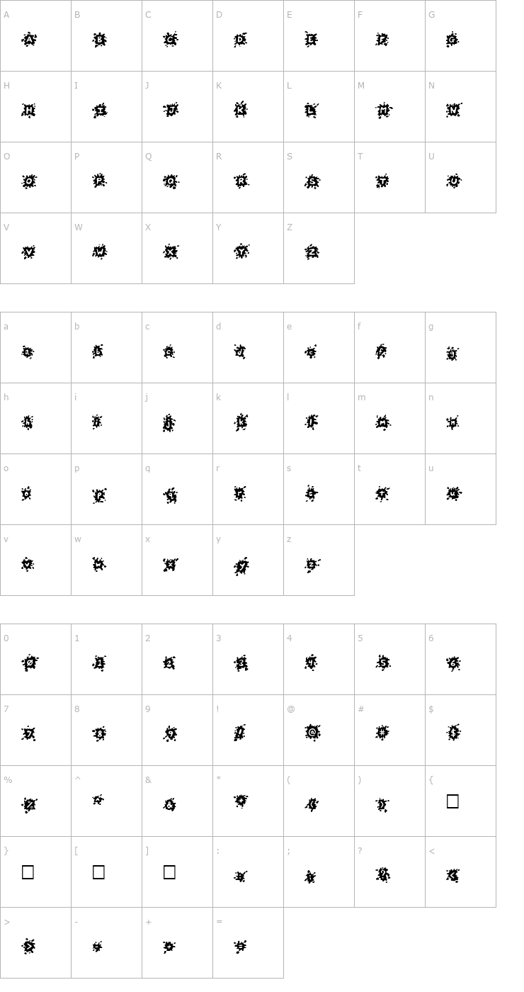 Character Map Splats Font