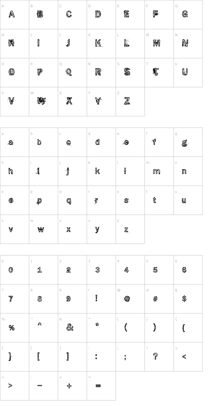 Character Map Splinter 2 Font