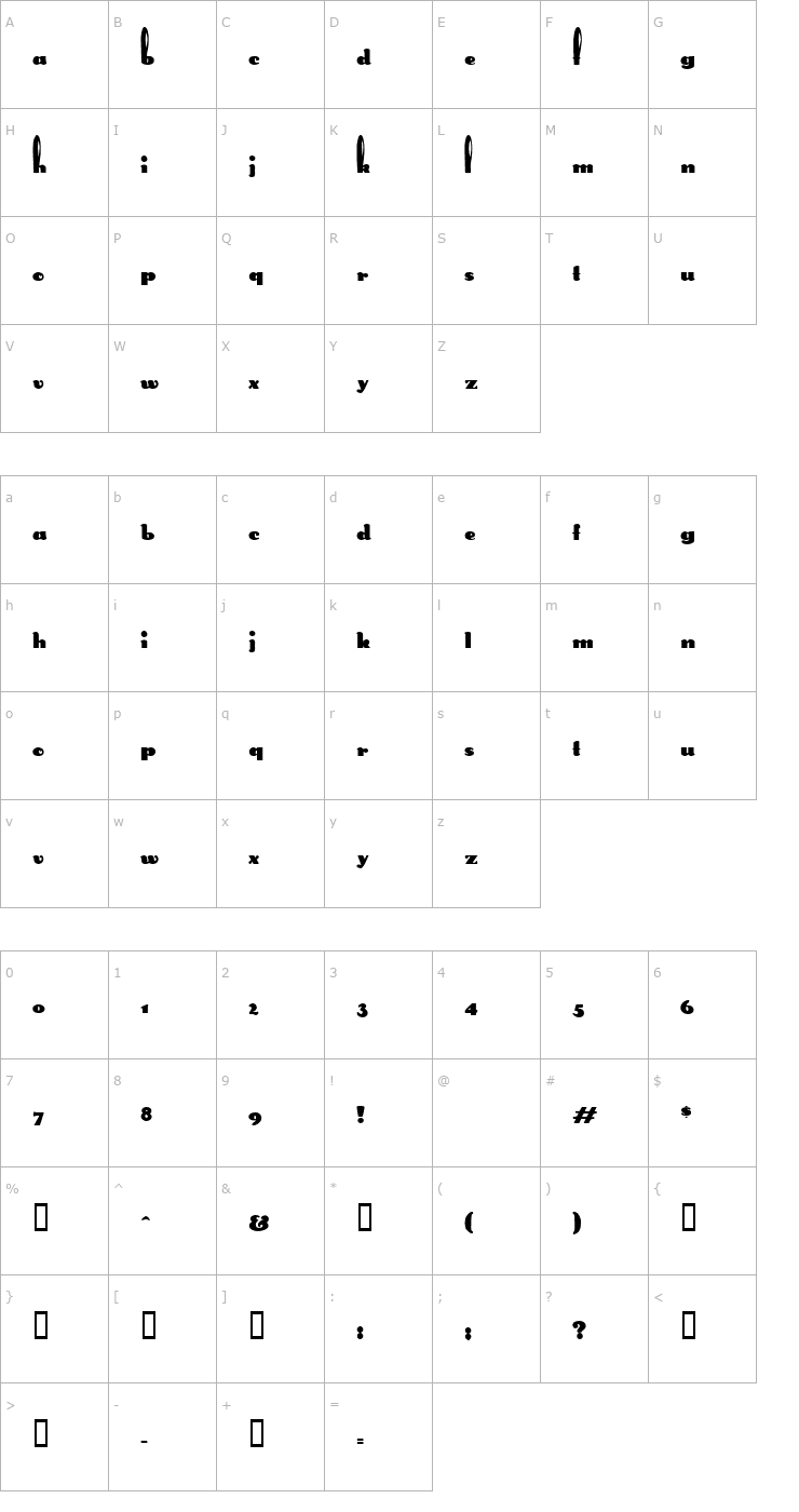 Character Map SplittingHares Font