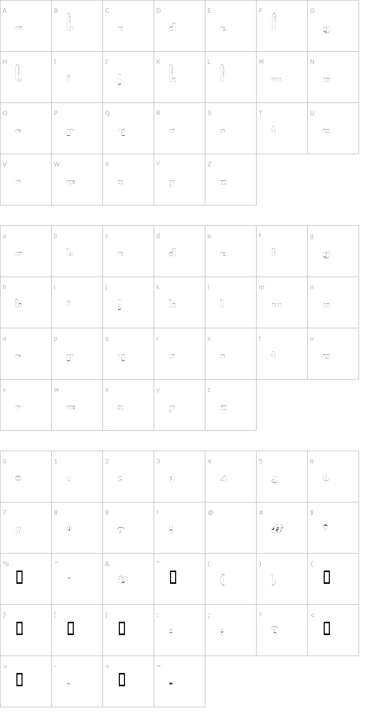 Character Map SplittingHaresOutline Font