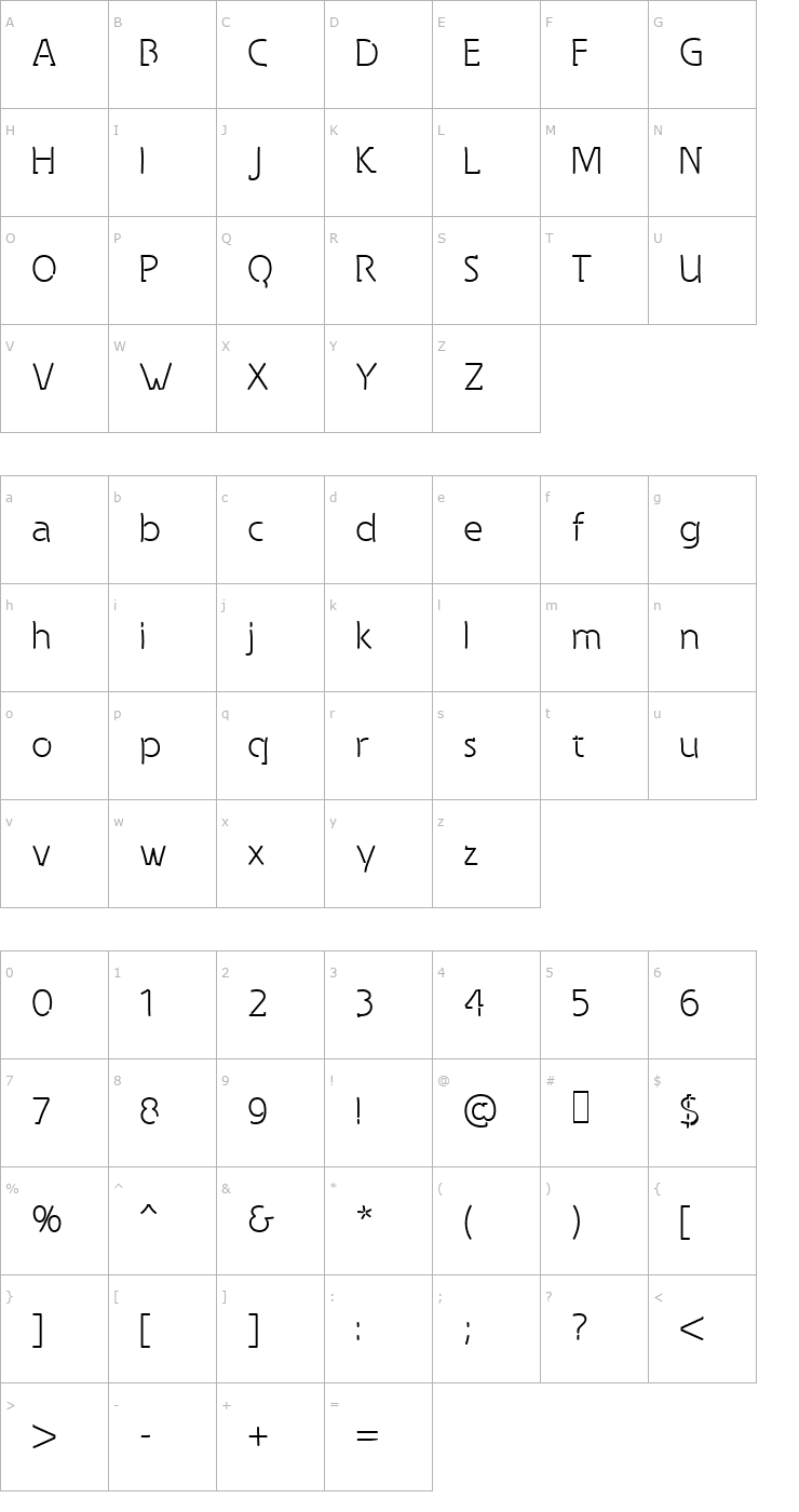 Character Map Spongy Thinsville Font