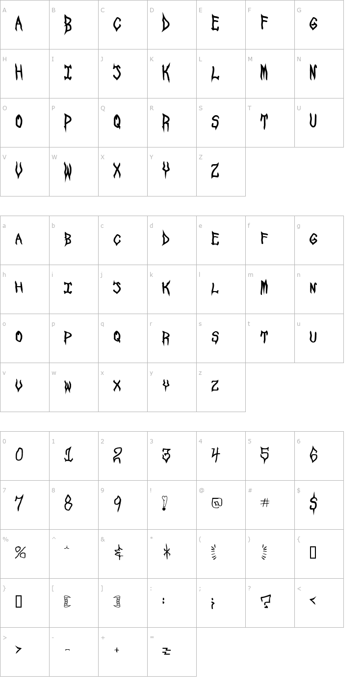 Character Map Spook Show Font