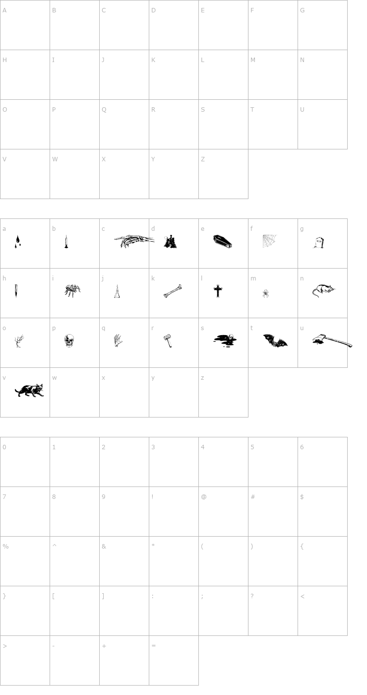 Character Map Spookie Ookie Font