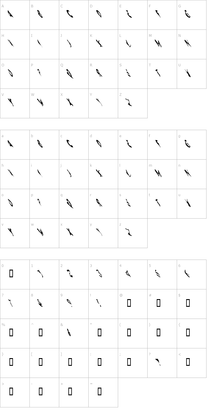 Character Map SpookWind Font