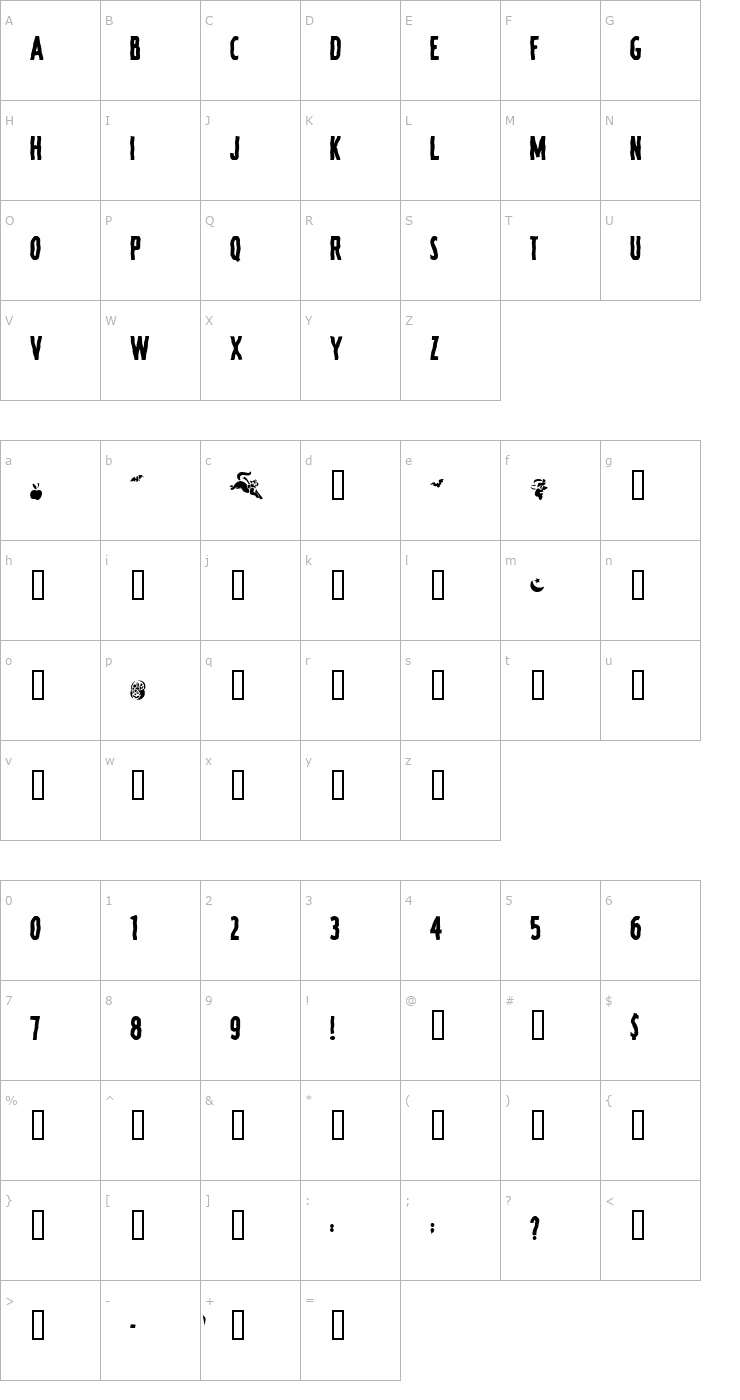 Character Map Spooky Font