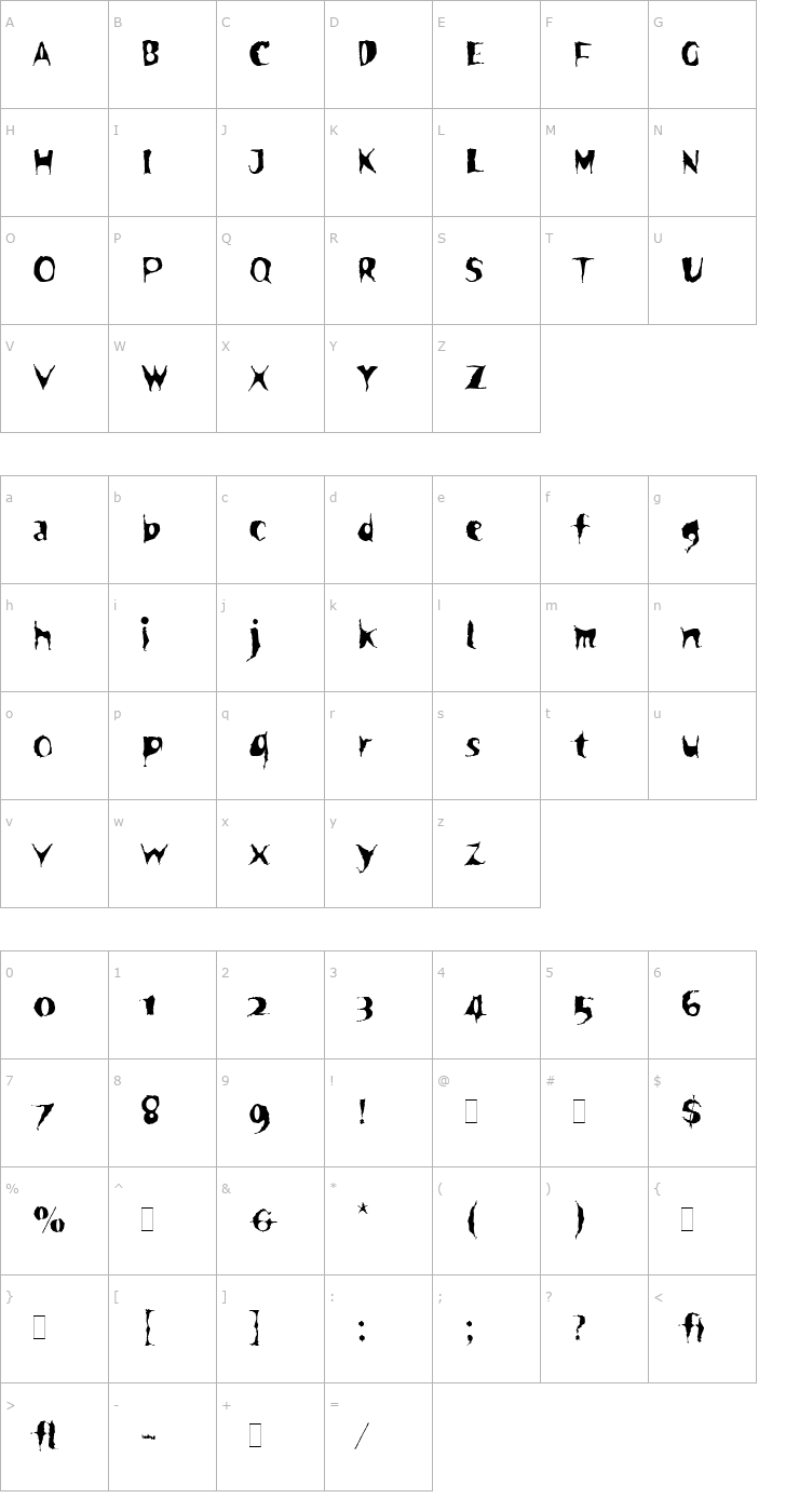 Character Map Spooky LET Plain1.0 Font