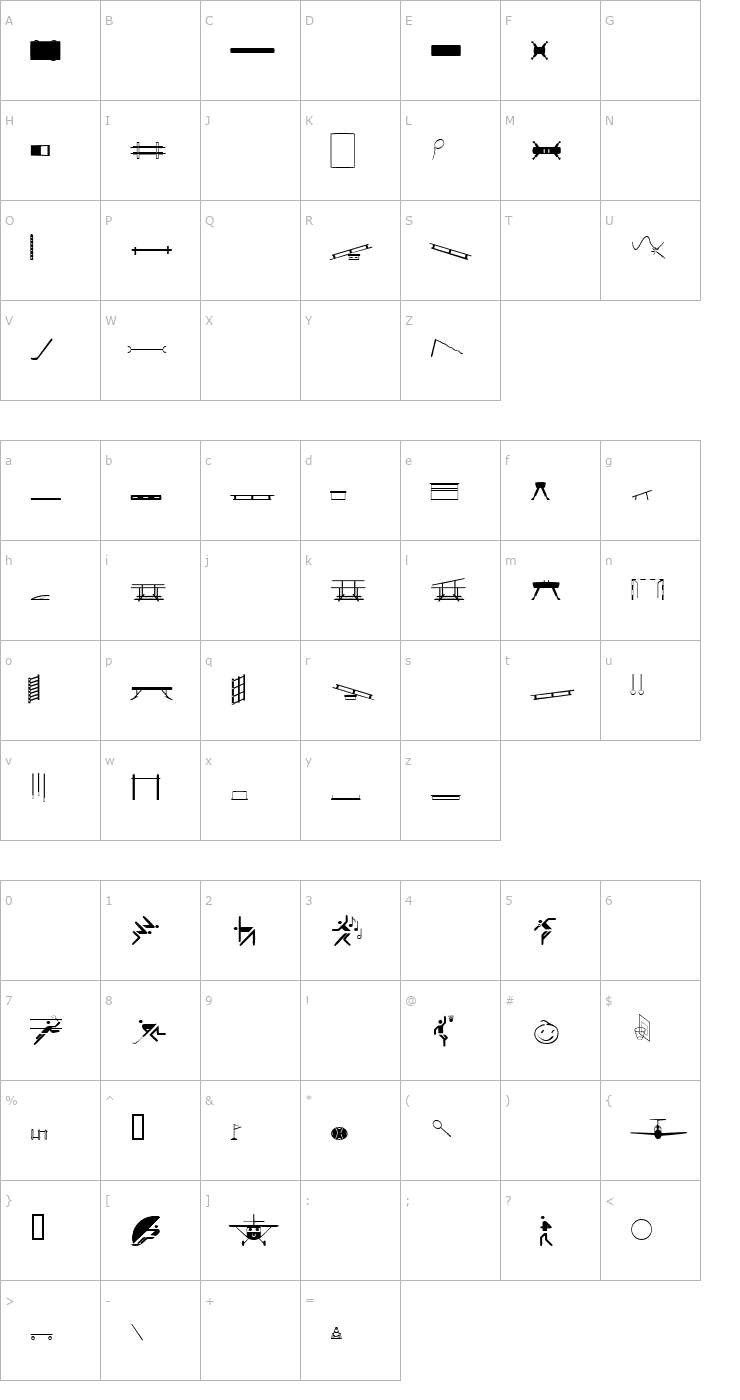 Character Map Sport Font