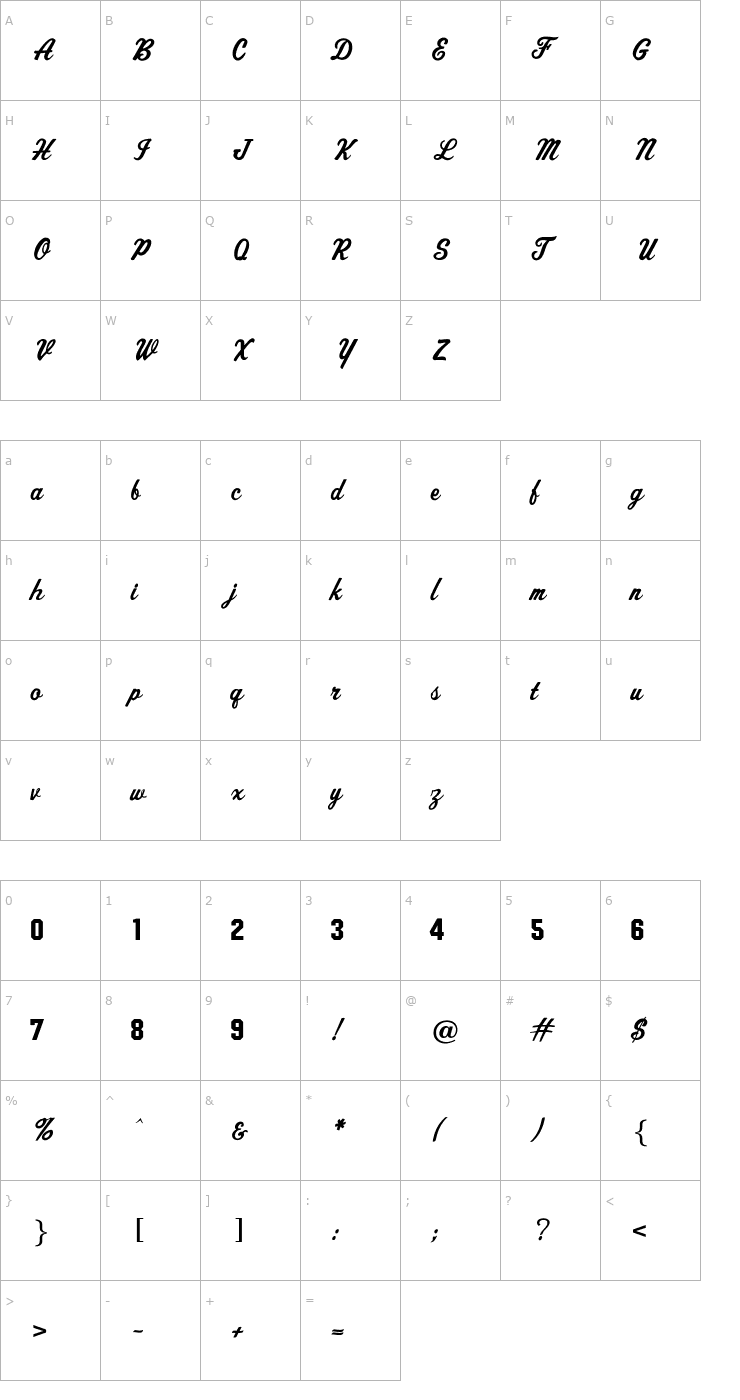 Character Map Sport Script Font