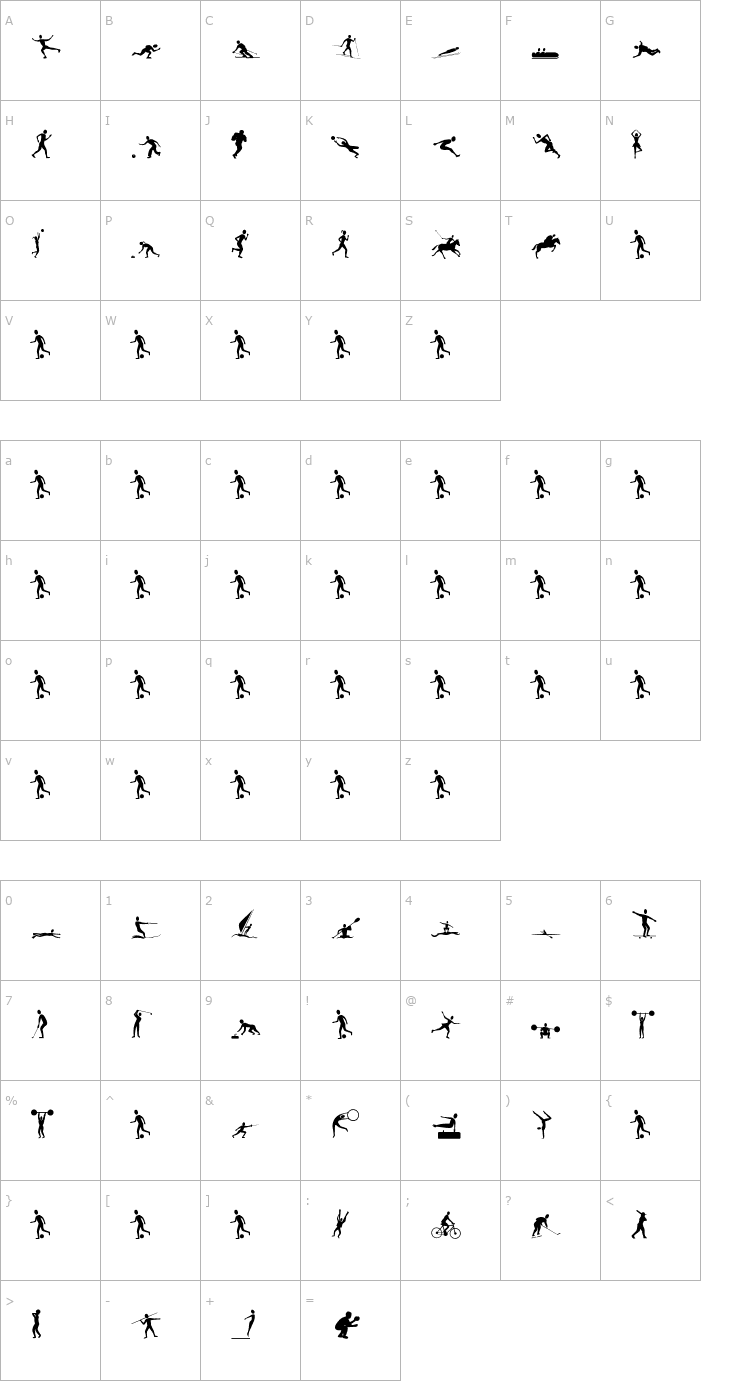 Character Map SportsFigures Font
