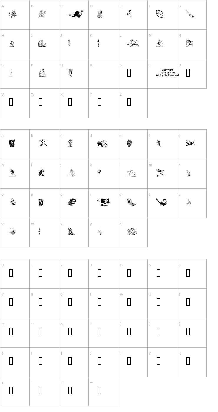 Character Map Sportzs Font