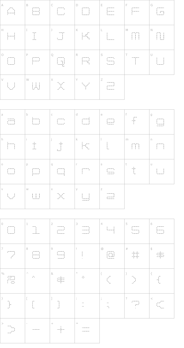 Character Map Spot Matrix Font
