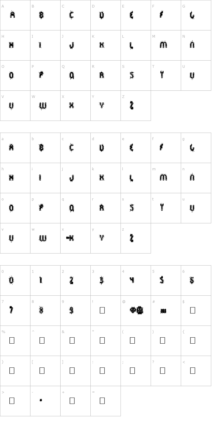 Character Map Spräckaren Font