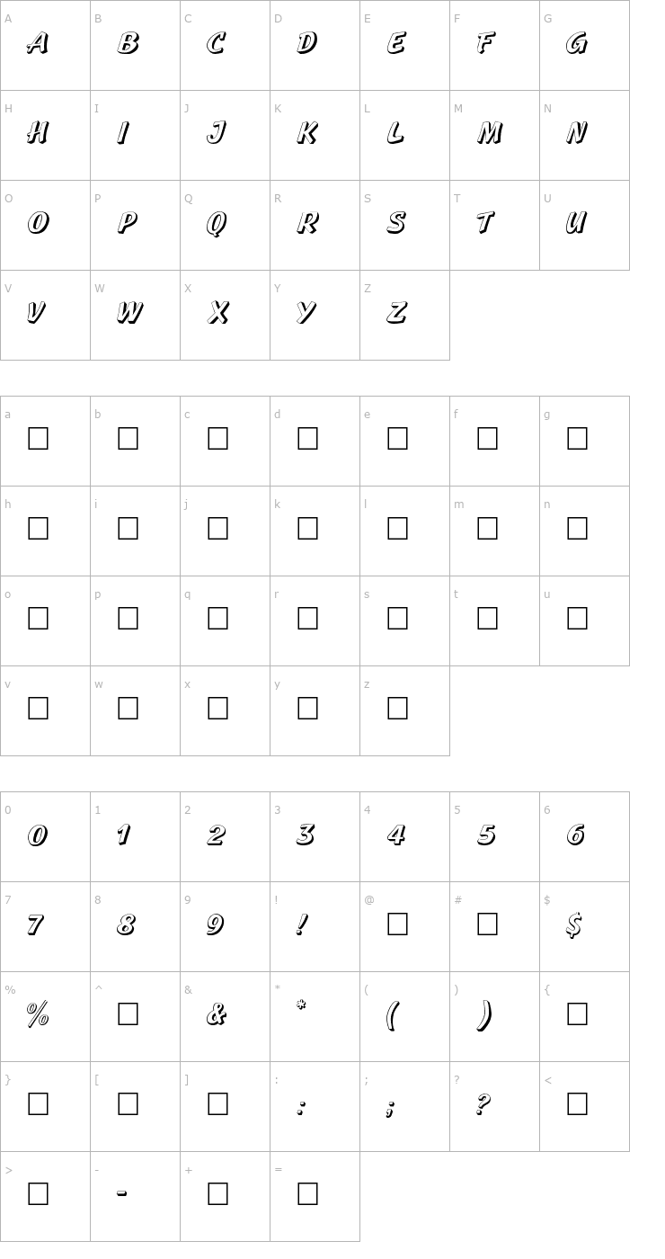 Character Map Sprague Font