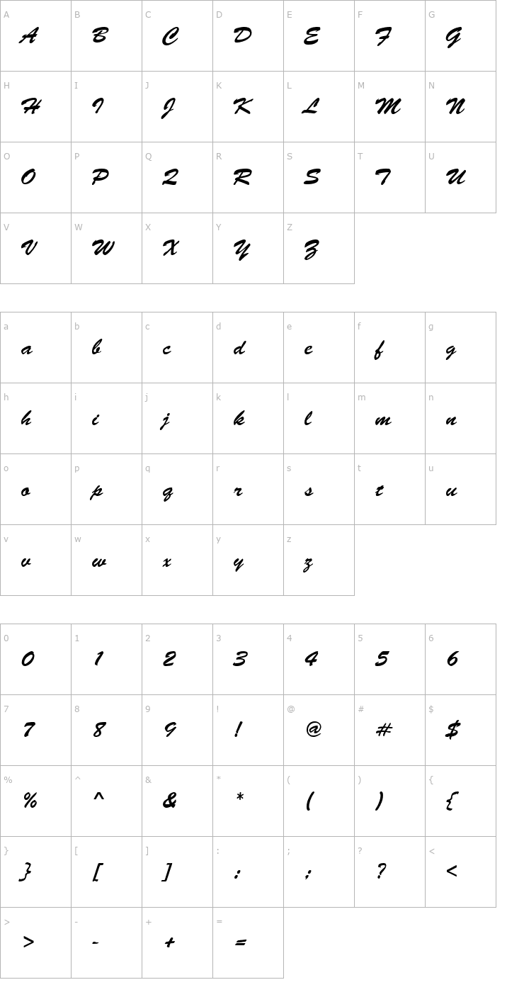 Character Map Spray Script Font