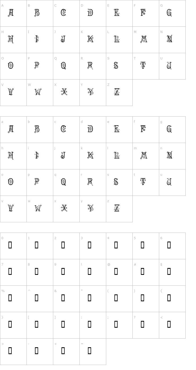 Character Map Spring Font