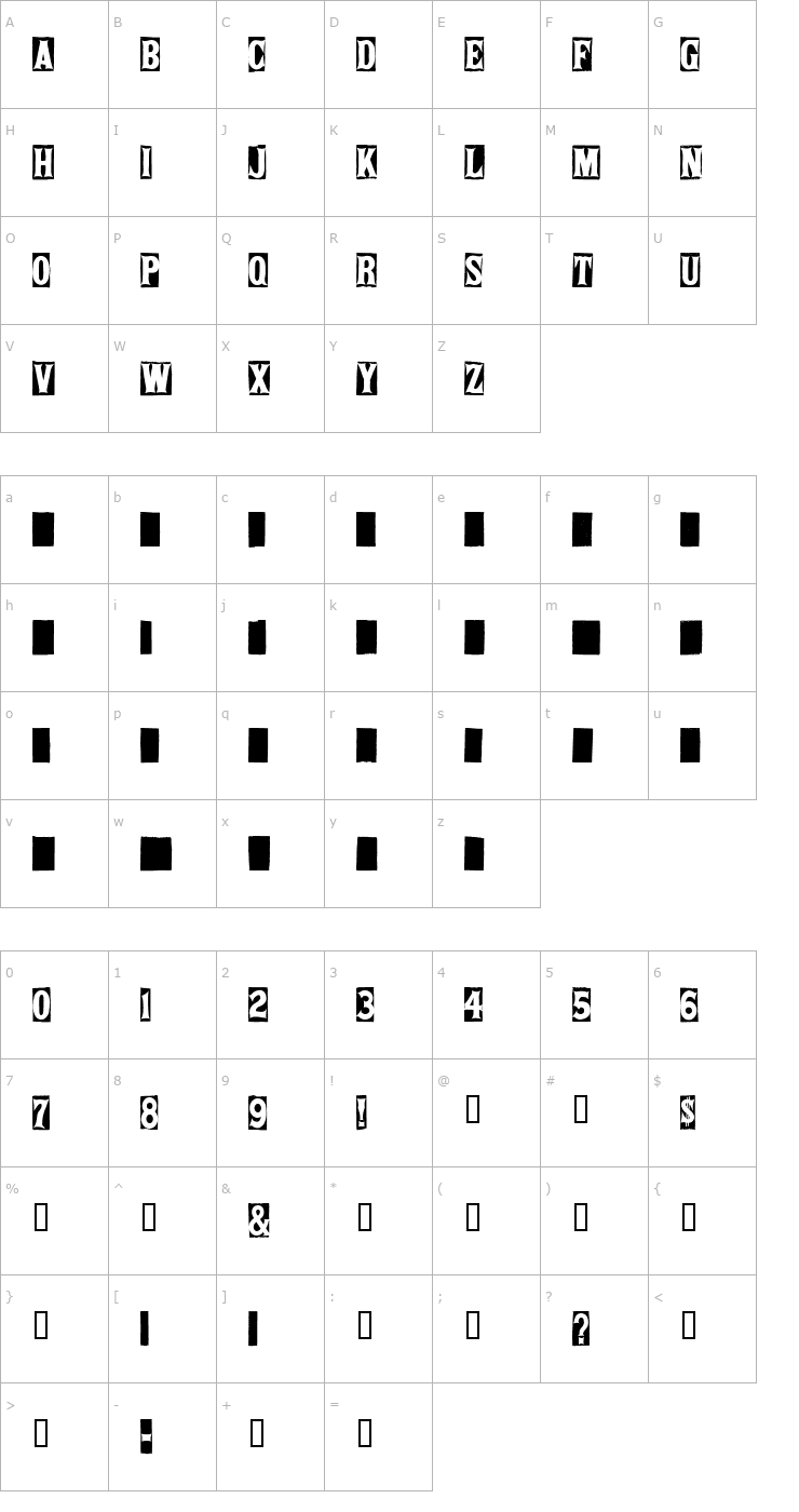 Character Map Springfield Tablets Font