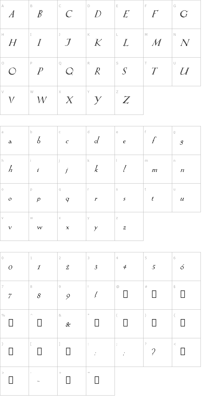 Character Map Springtime_Alternate Font