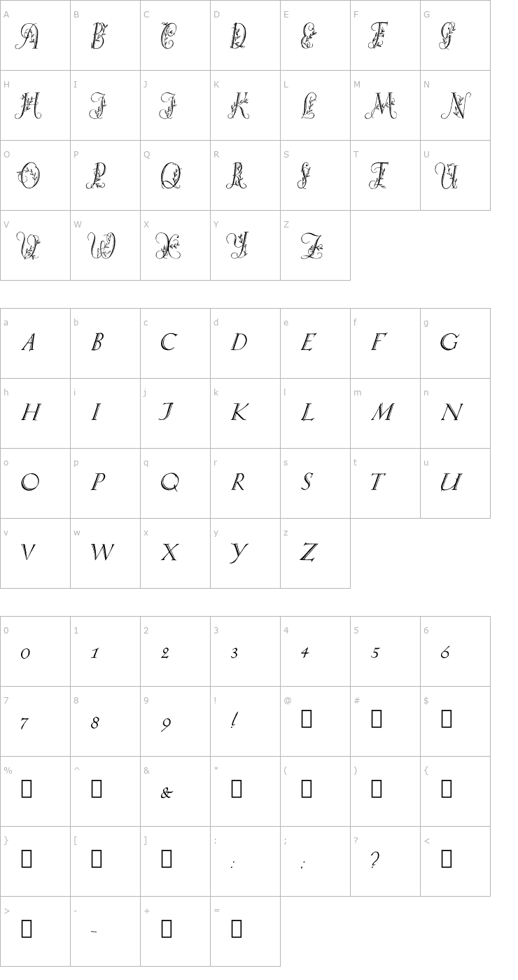 Character Map Springtime_Capitals Font