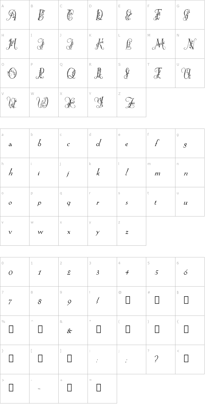 Character Map Springtime_Flourish Font