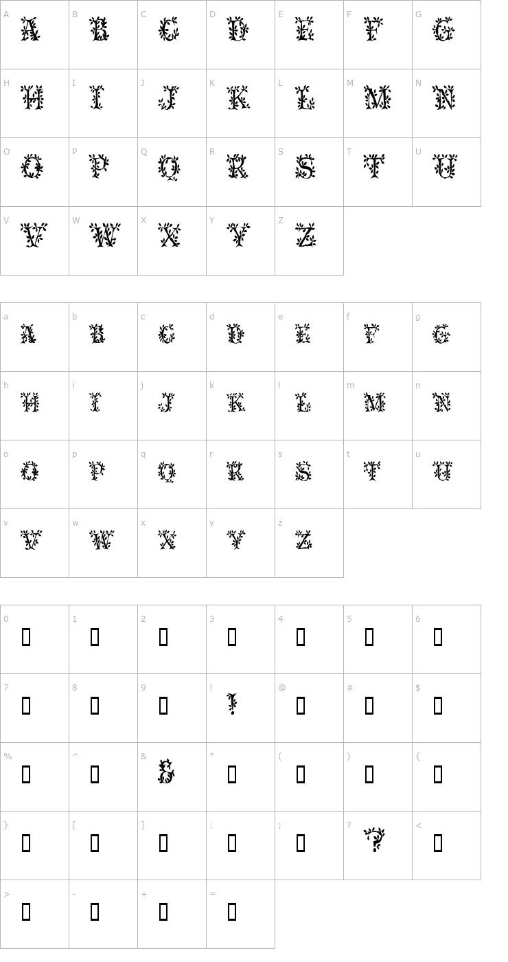 Character Map SpringtimeCondensed Font