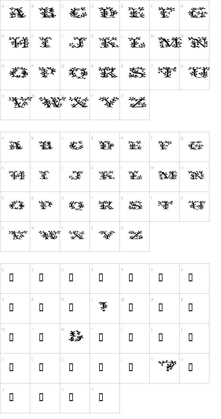 Character Map SpringtimeExtended Font