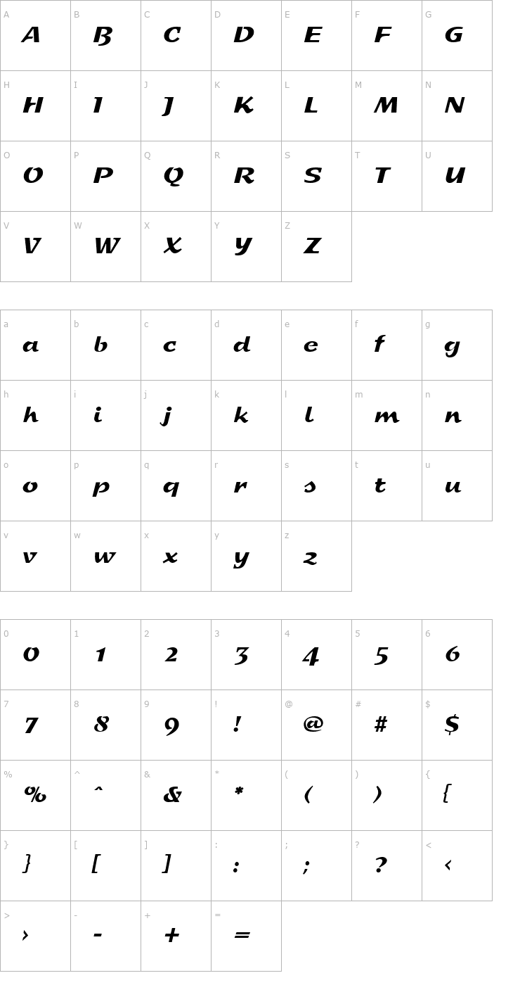 Character Map Sprint Regular Font