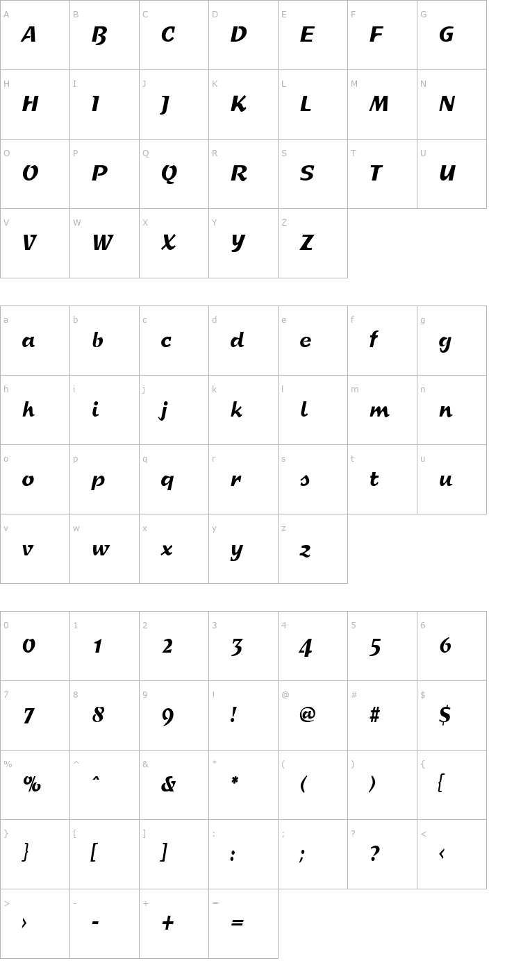Character Map SprintCondensed Regular Font