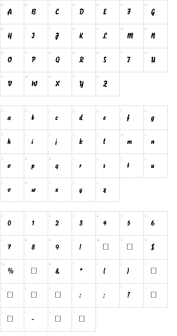 Character Map Sprite Regular Font