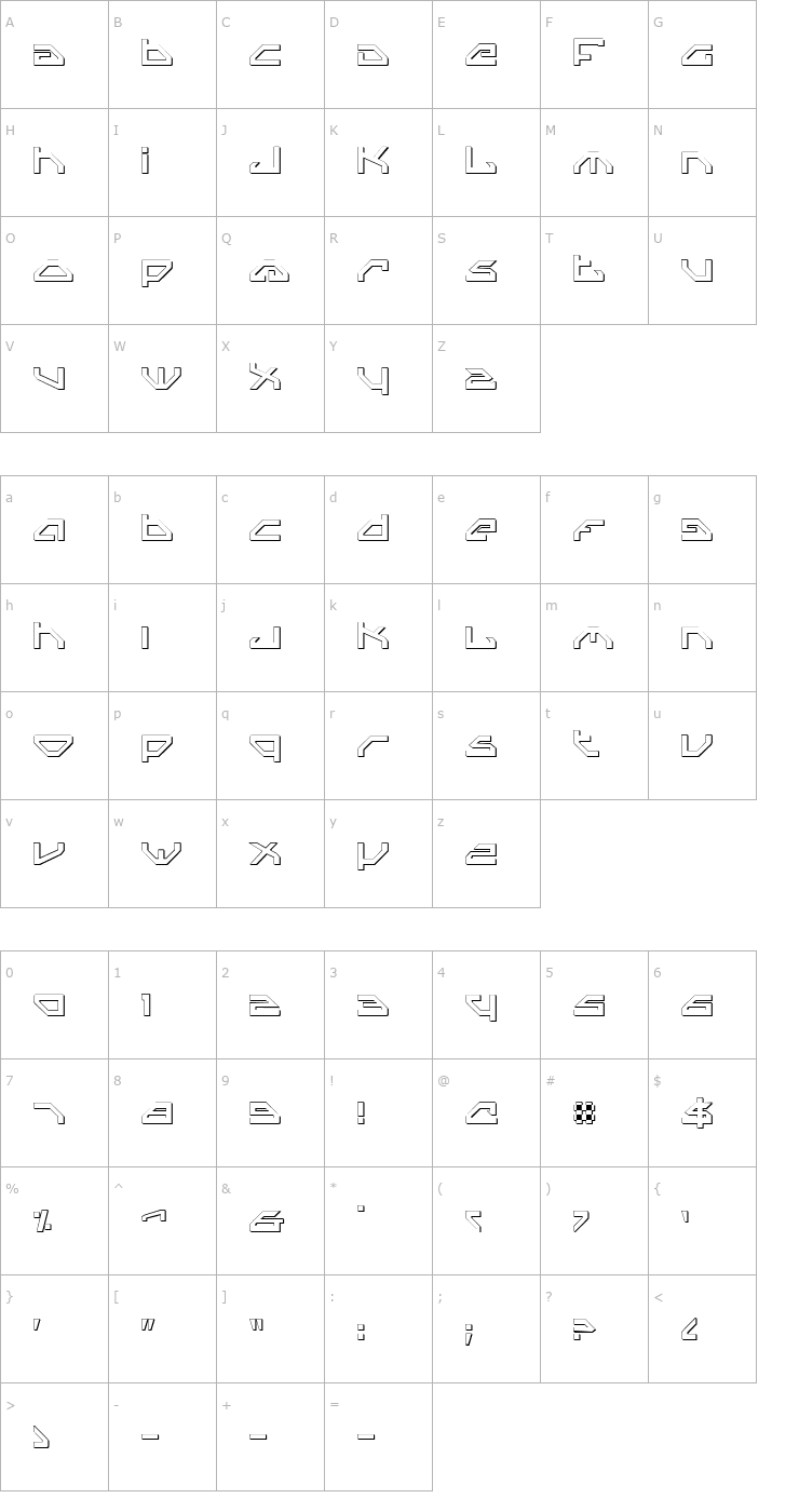 Character Map Spy Lord Outline Font