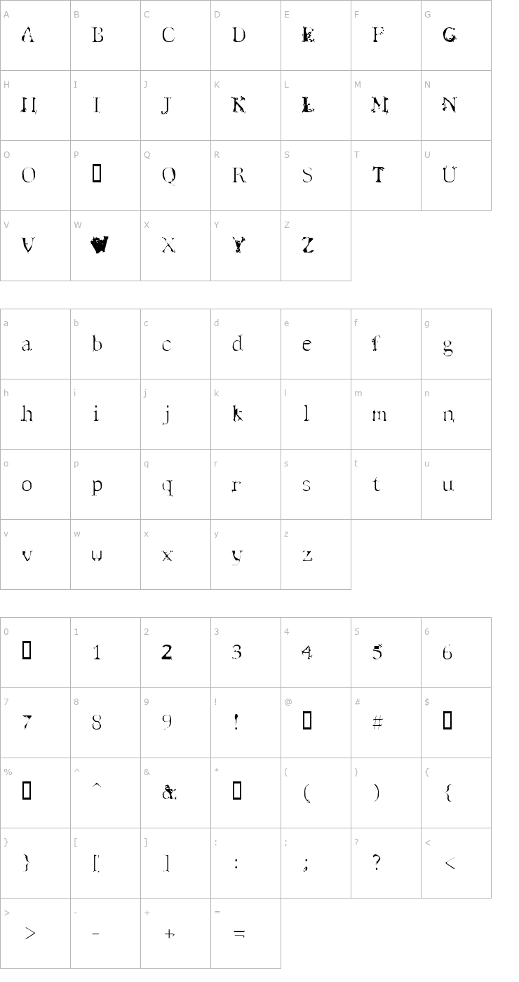 Character Map Spyhink Font