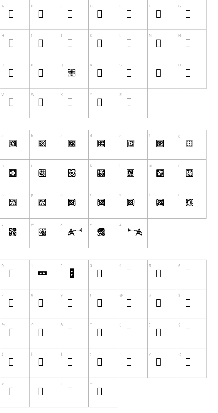Character Map Square Ornaments Font