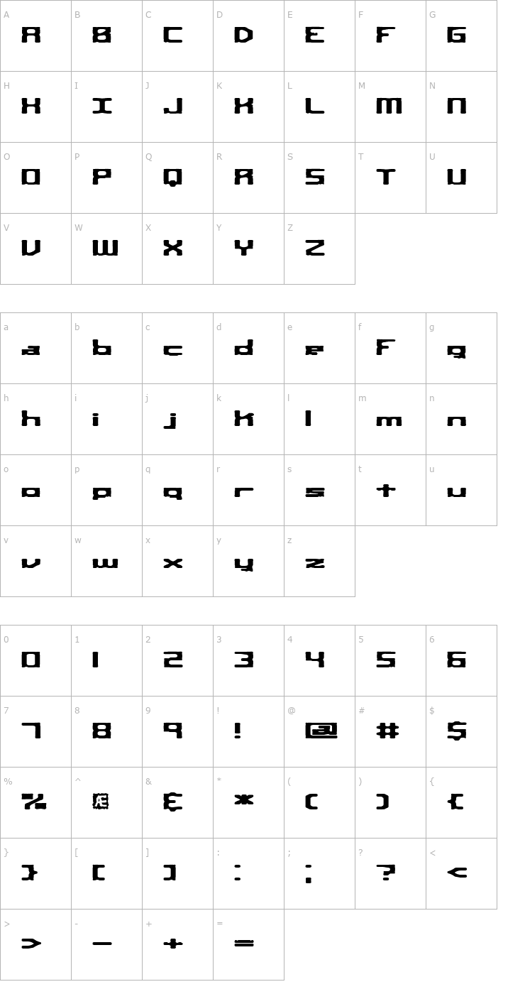 Character Map Square Route -BRK- Font