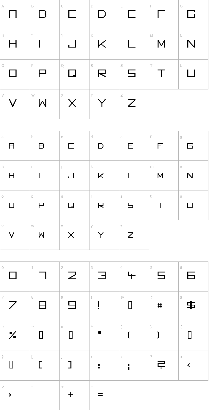 Character Map Square Unique Normal Font