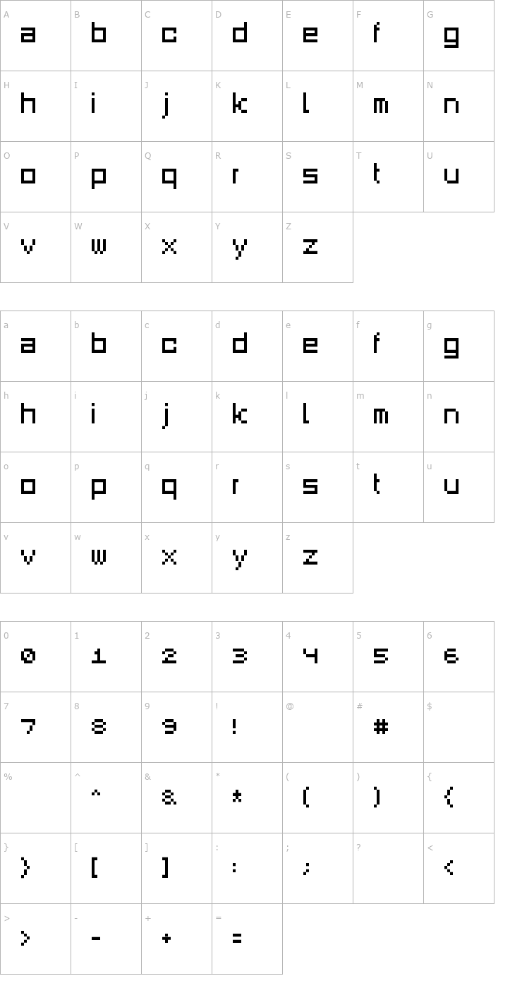 Character Map SquareDance00 Font