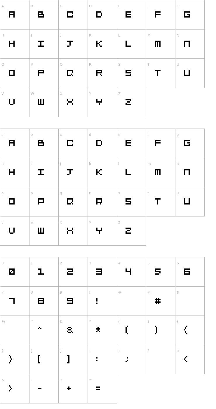 Character Map SquareDance10 Font