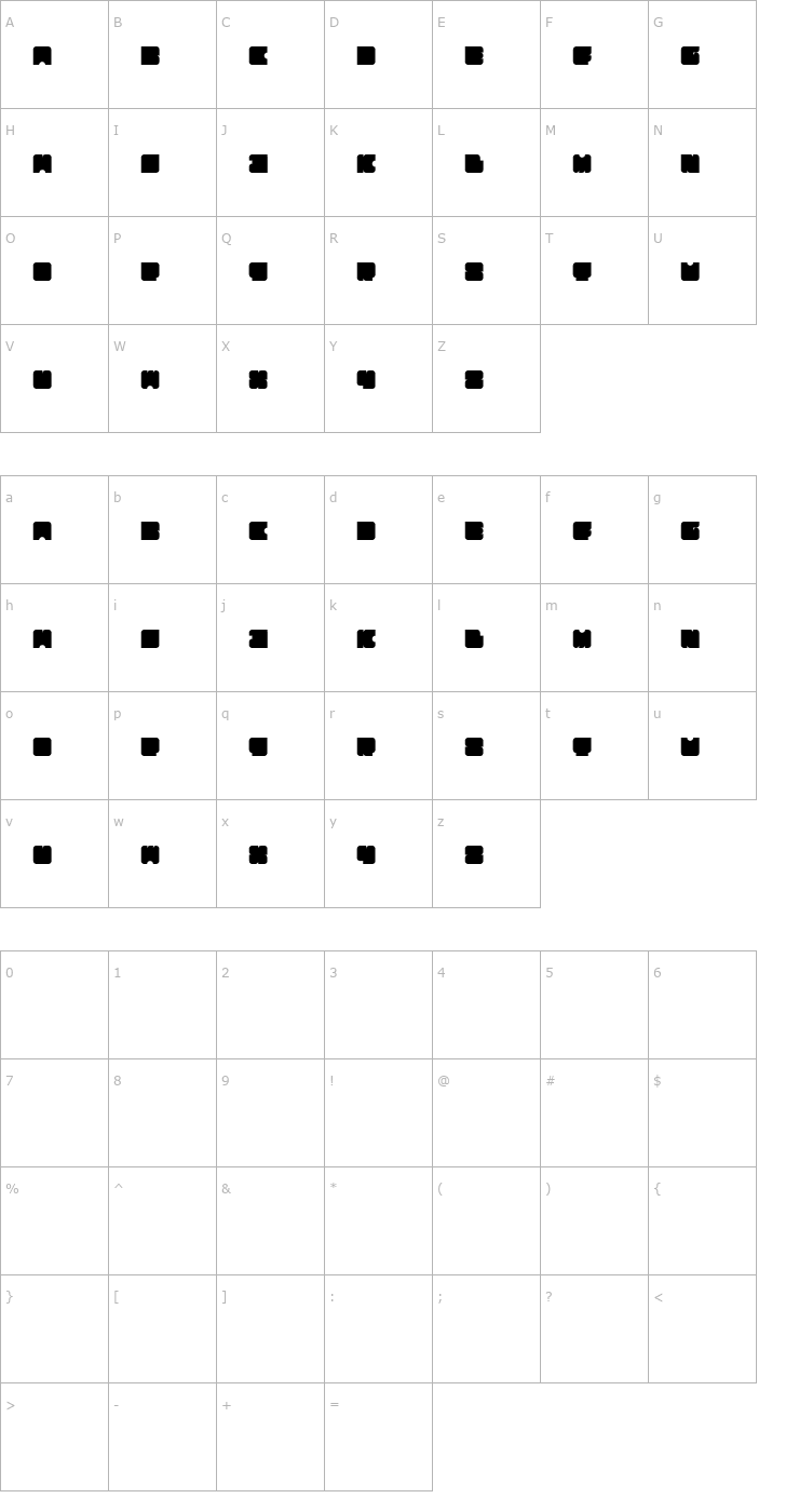 Character Map Squares Font