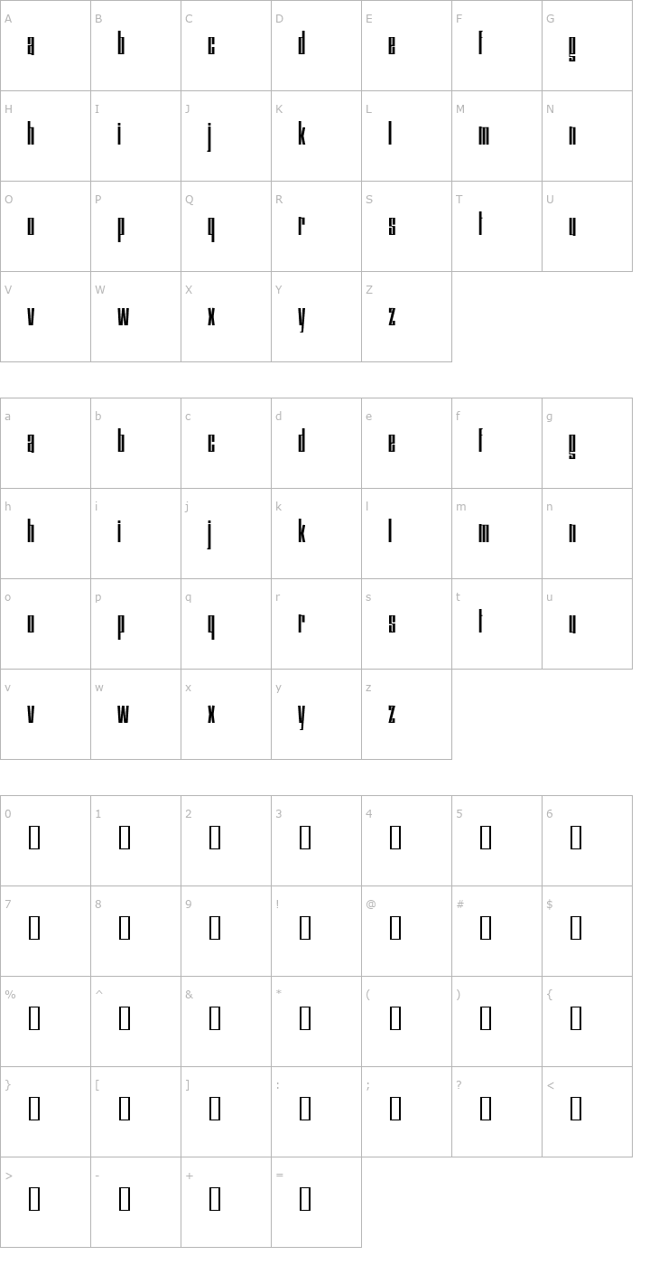 Character Map Squaresville Font