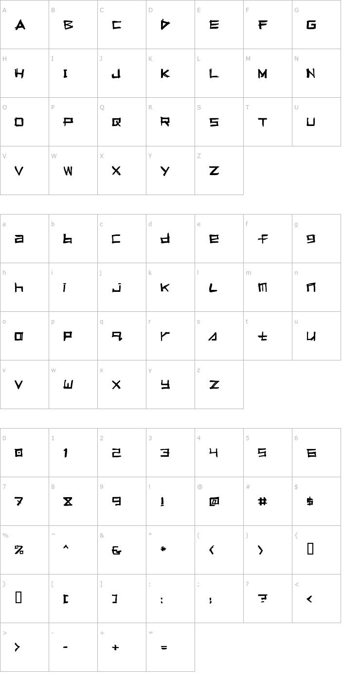 Character Map Squeeg Font