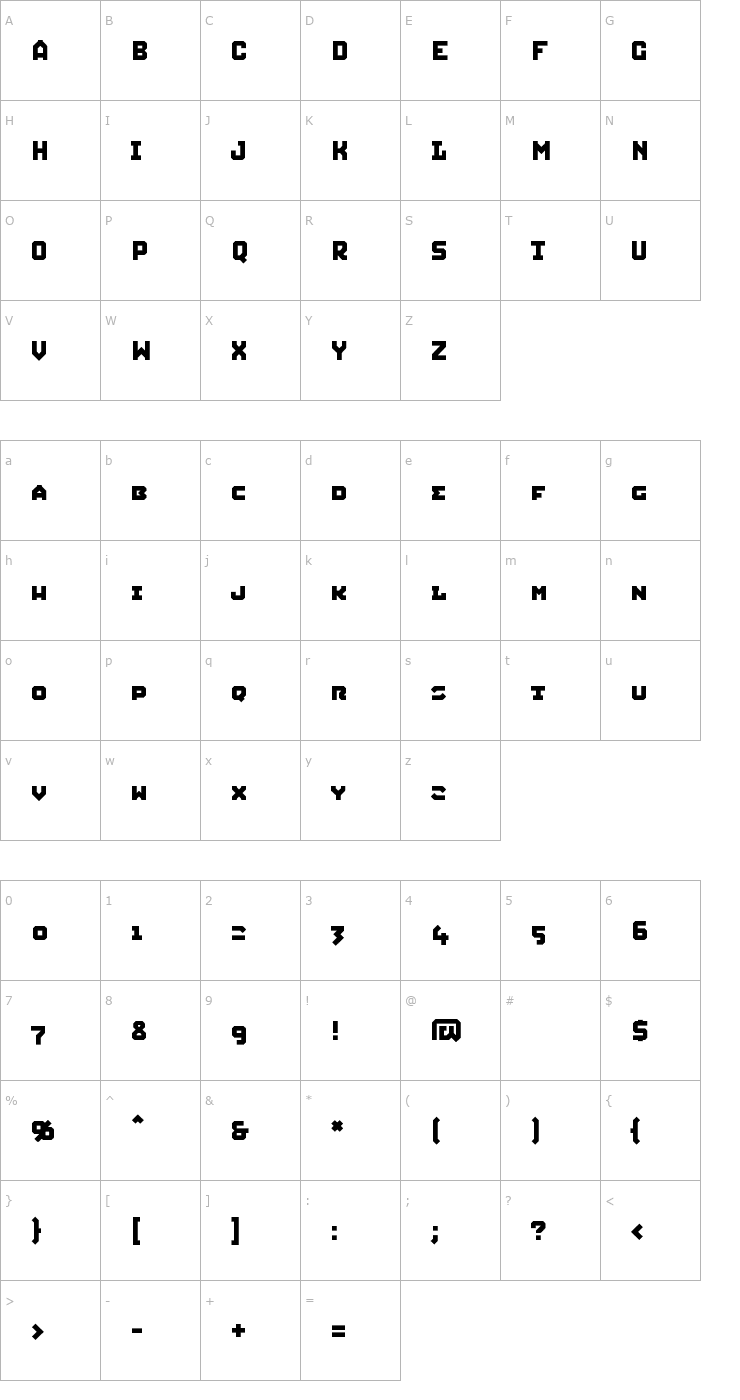Character Map Squid Caps Font